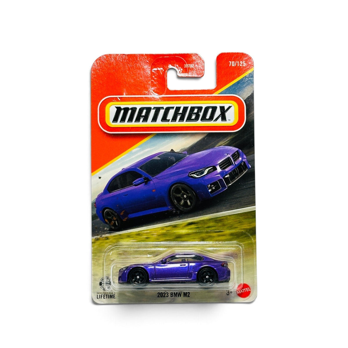 Matchbox BMW M2 purple toy car collectible in retail blister pack