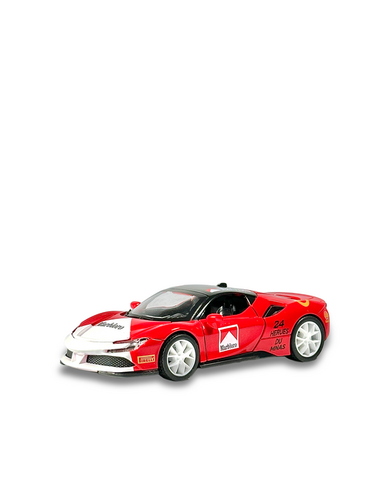 Ferrari SF90 red and white racing edition diecast model with custom white wheels