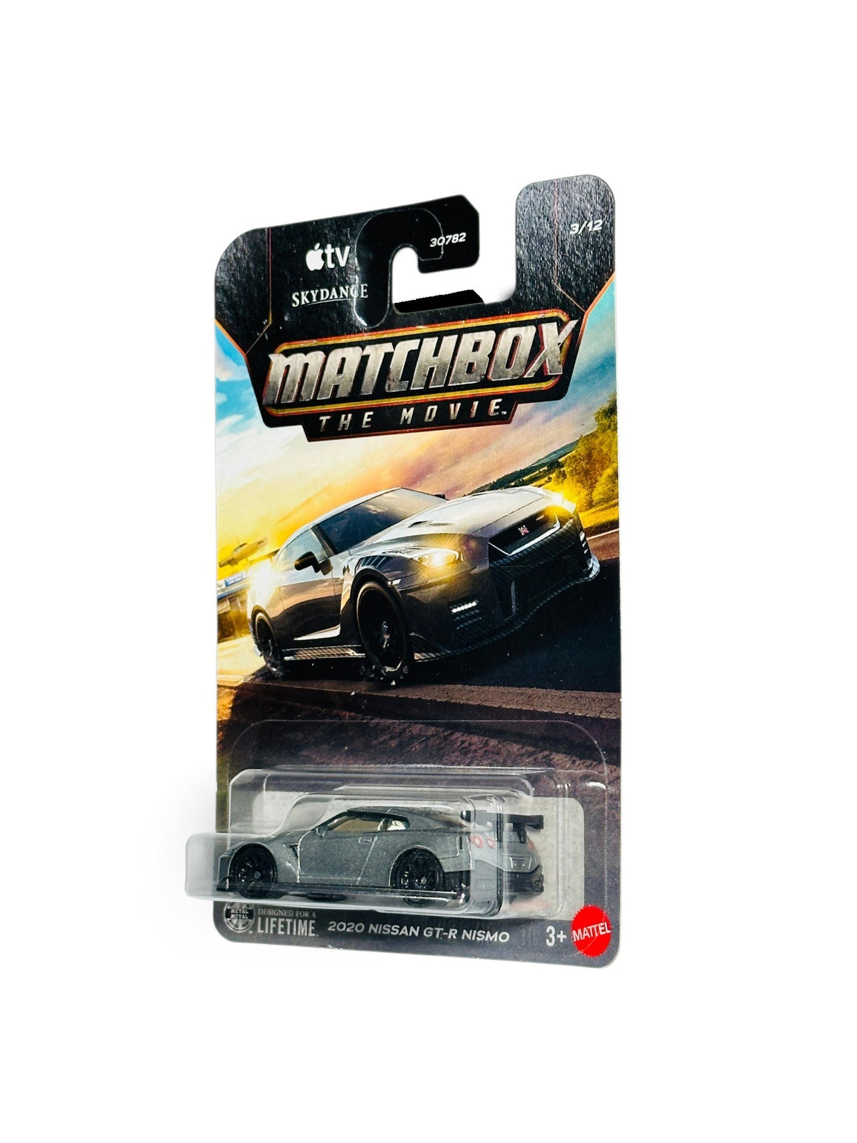 Matchbox Apple TV Skydance movie series 2020 Nissan GT-R NISMO 3/12 packaging.