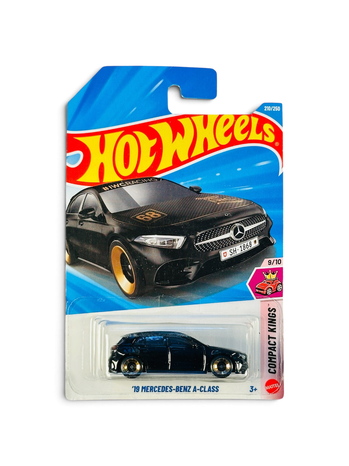 Hot Wheels 2019 Mercedes-Benz A-Class black die-cast toy car in original Compact Kings packaging.