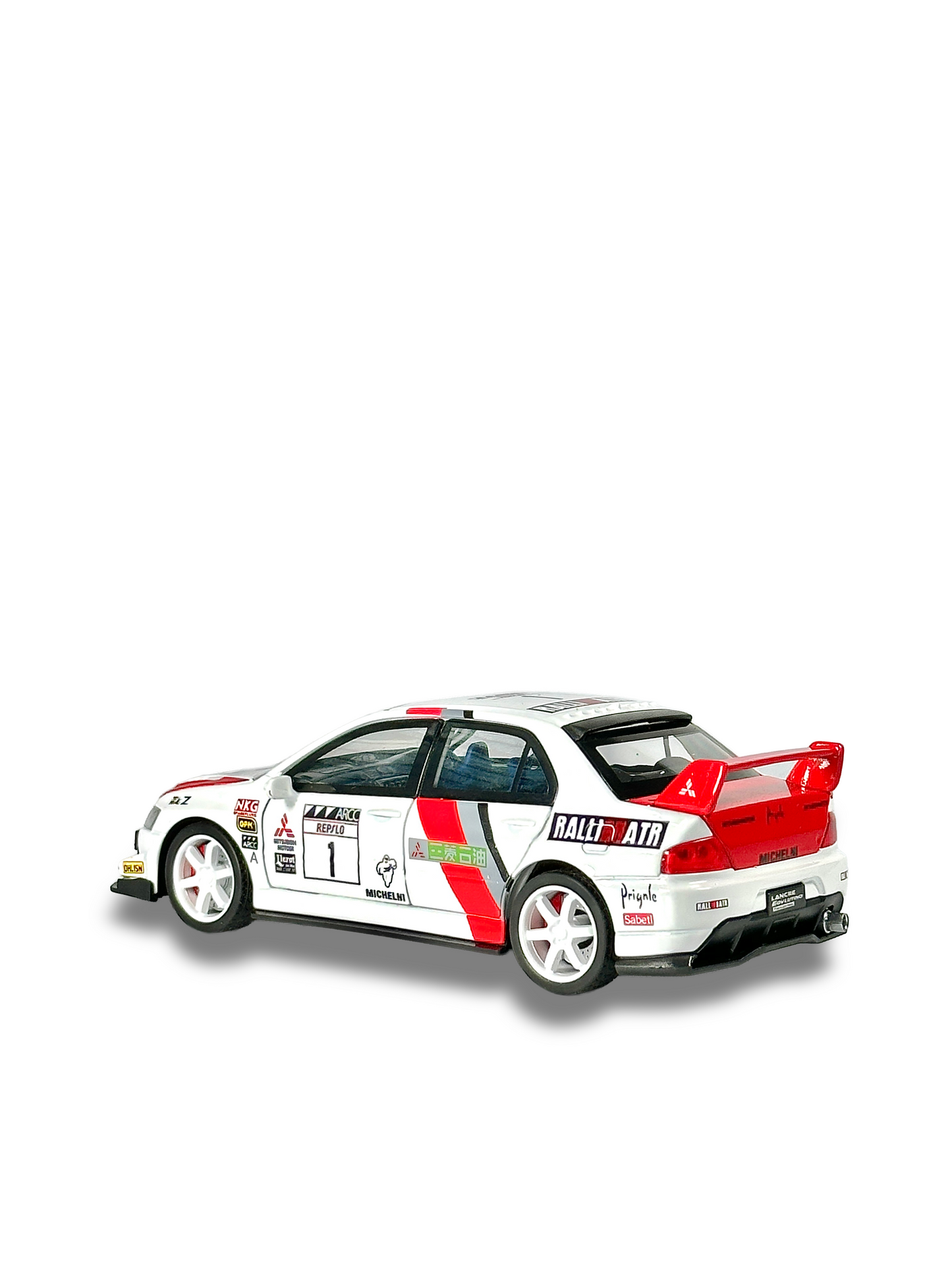 Mitsubishi Lancer Evolution IX collectible 1:32 scale model car with opening trunk and engine bay