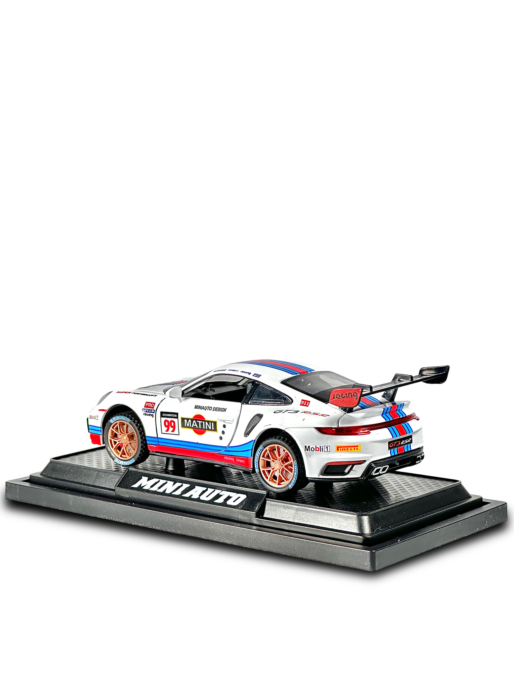 Porsche GT3 RS 1:32 scale pull-back toy car with lights and sound