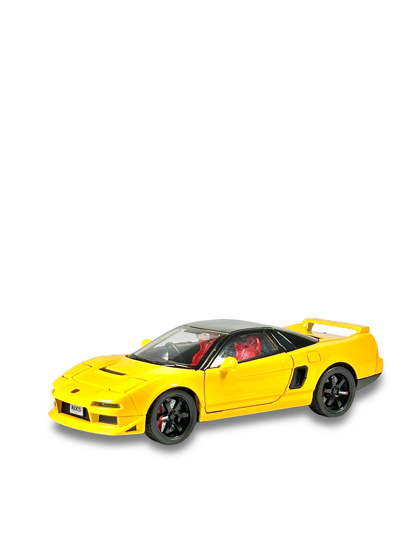 Premium Honda NSX-R diecast model featuring vibrant yellow paint and red interior